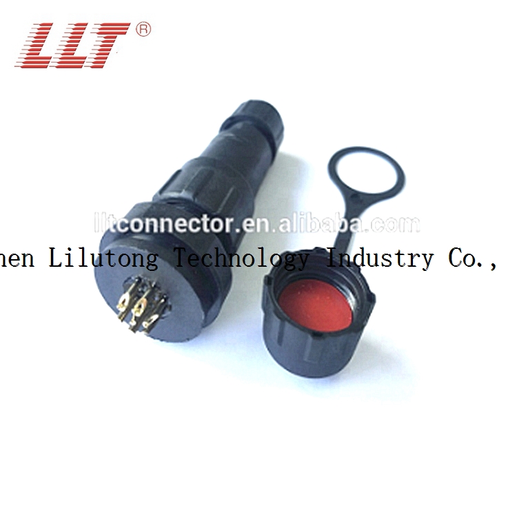 M14 6 pin thread waterproof plastic circular connector with front panel mount