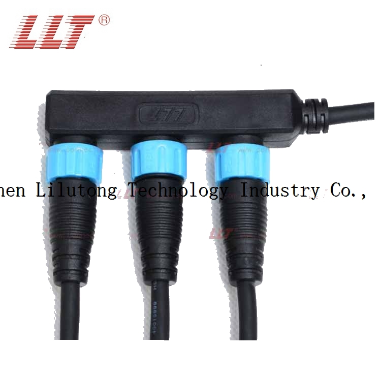 M16 3 port led light distributor waterproof electrical connector