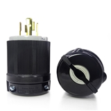 20 Amp 250 Volt NEMA L15-20P 3P 4W Locking Plug Industrial Grade Grounding - Black-White