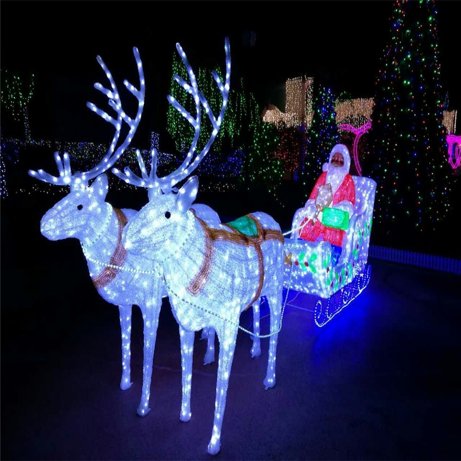 Led modeling Santa Claus with deer christmas light project for festival