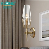 Brass crystal wall lamp
