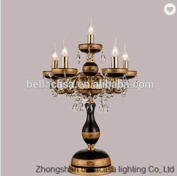 Morocco Type Black Color Candelabros K9 Cristal Table Lamps For Bed Room
