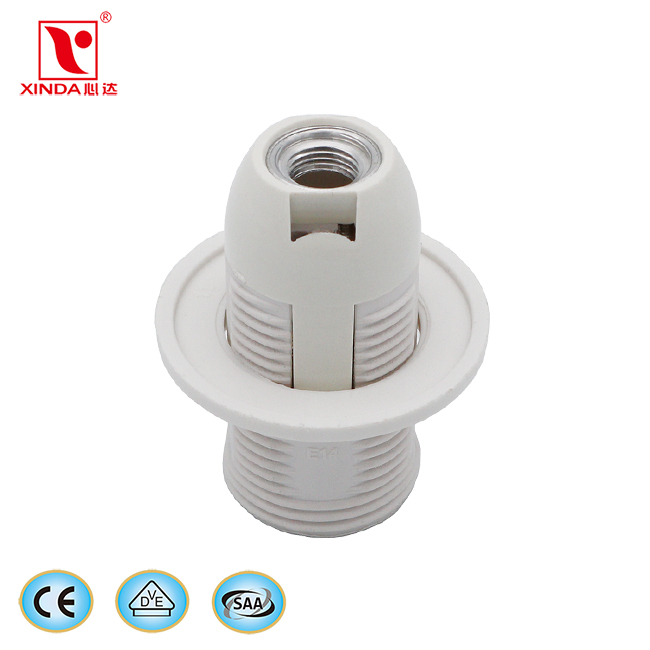 CE VDE SAA KC All Thread E14 Plastic Lamp Holder White Or Black Lampholder