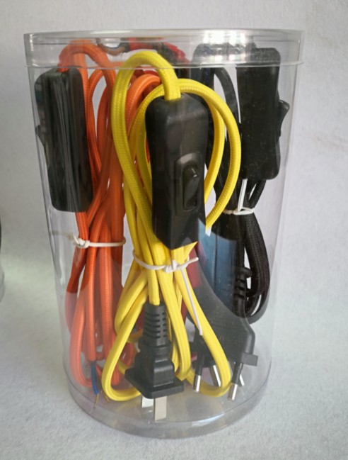 VDE SAA CCC braided power cord with switch on-line switch
