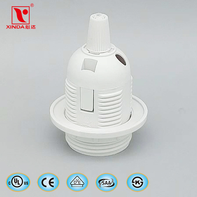 E27 plastic lamp holder with screw cap with 2 rings