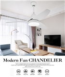 Decorative modern indoor dining room fan lamp