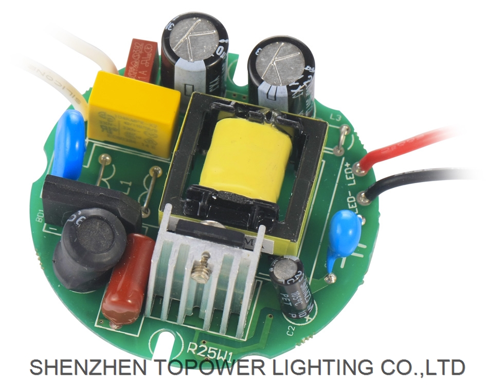 AC100-277V 25W bare board led driver PF0.95 round shape isolated driver 700mA can meet CE or not