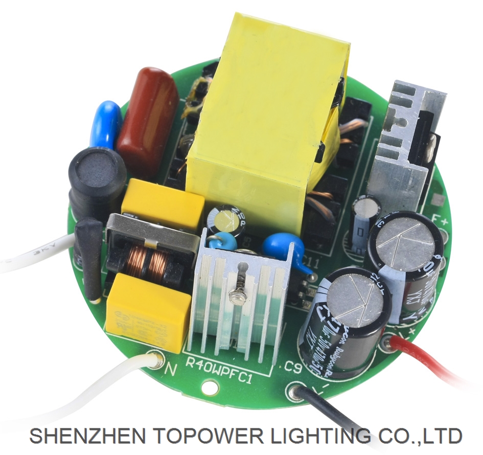 AC100-277V 40W bare board led driver PF0.95 round shape isolated driver 700mA can meet CE or not
