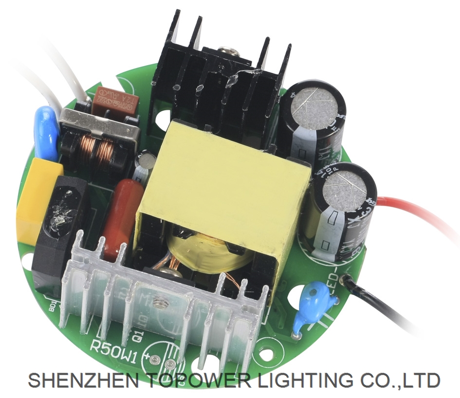 AC100-277V 50W bare board led driver PF0.95 round shape isolated driver 700mA can meet CE or not