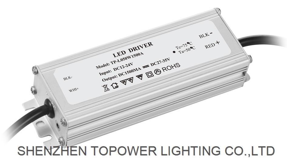 DC12-24V 50W low voltage led driver output DC27-42V 1500mA with Al housing or not