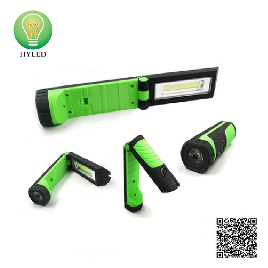2-in-1 folding plastic 3W LED work light and LED flashlight