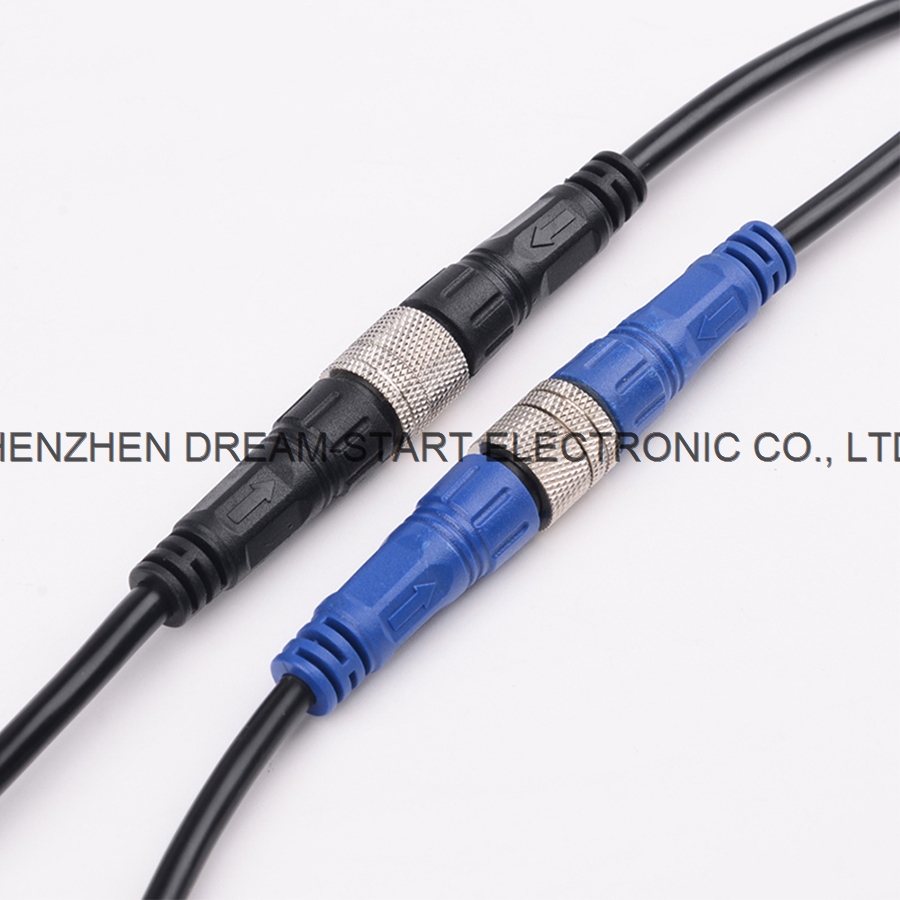 M12 2pin 3pin 4pin waterproof led power connector with 20cm cable