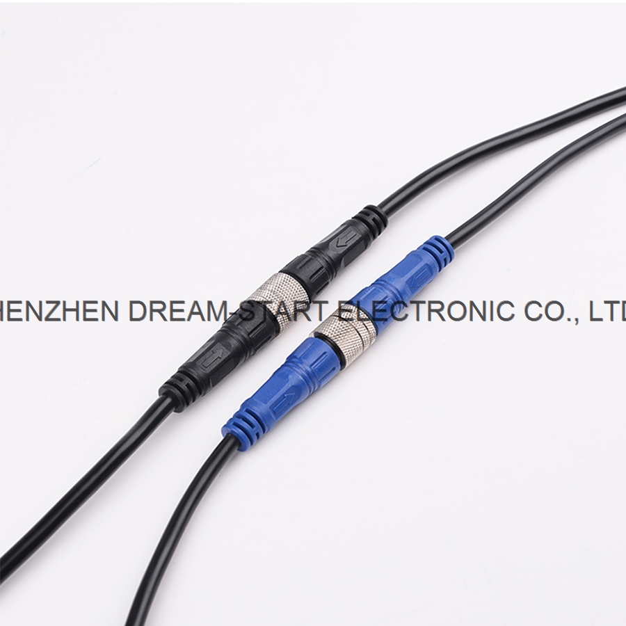 Male To Female Waterproof Power Cable M12 2 Pin 3 Pin 4 Pin 12mm Led Strip Connector