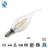 2W LED Filament Candle Lamp C35t with Curve Tail Clear for Chandelier Lighting