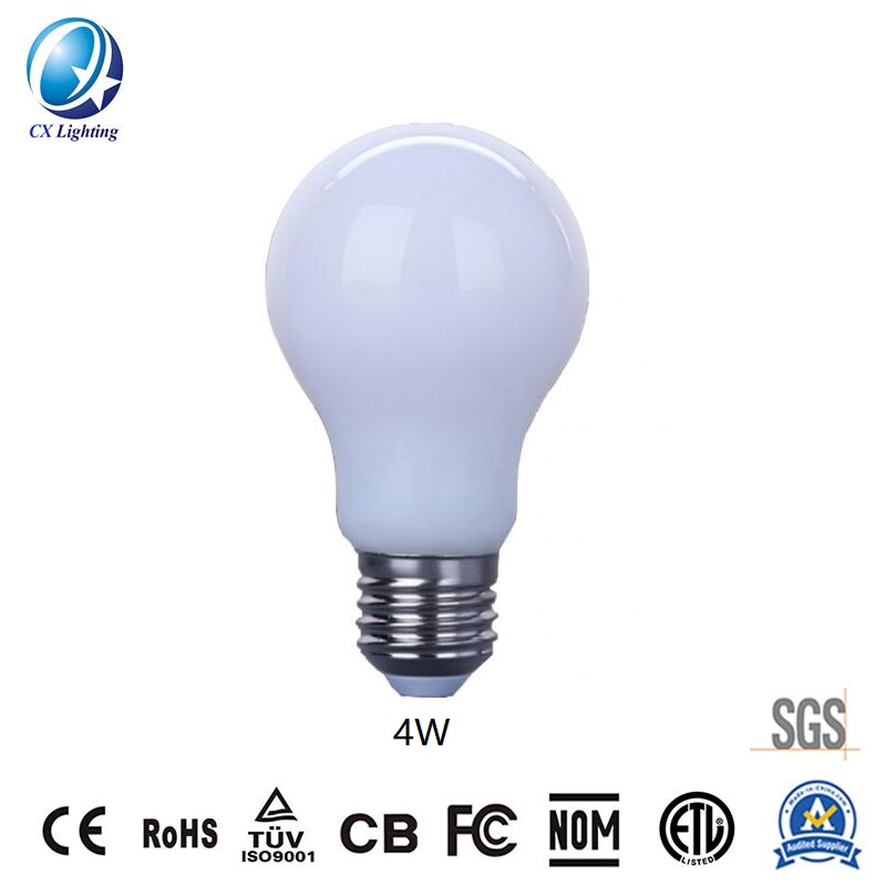 LED Filament Bulb A60 4W E27 B22 480lm Equal 40W milky with Ce RoHS EMC LVD
