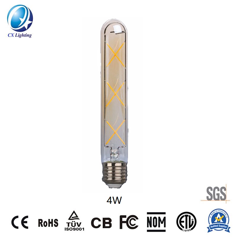 T28 LED Filament Bulb 4W E27 B22 660lm Equal 75W Amber with Ce RoHS EMC LVD