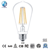 LED Filament Bulb St64 6W E27 B22 960lm Equal 100W Clear with Ce RoHS EMC LVD
