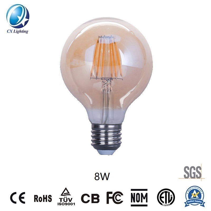 LED Filament Bulb G80 8W E27 B22 960lm Equal 100W Frosted with Ce RoHS EMC LVD