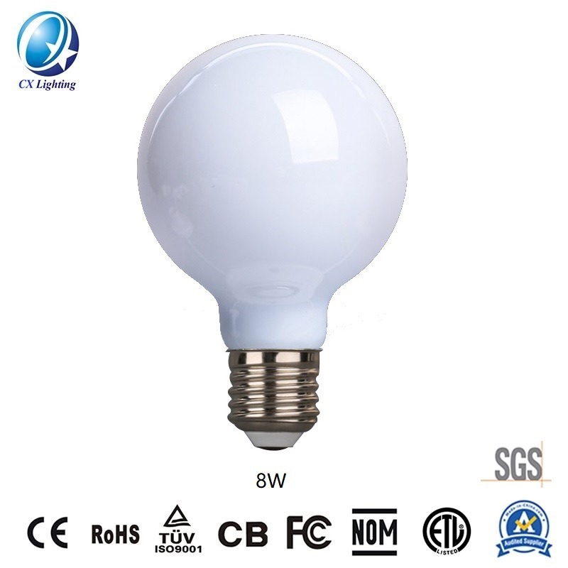 LED Filament Bulb G80 8W E27 B22 960lm Equal 100W Milky with Ce RoHS EMC LVD