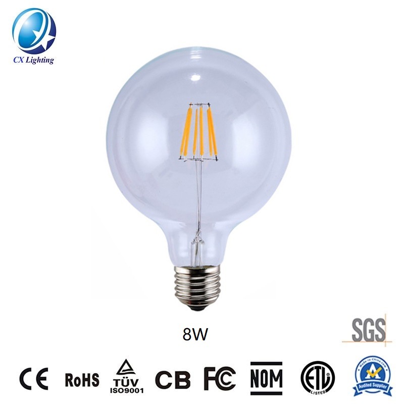 LED Filament Bulb G125 8W E27 B22 960lm Equal 100W Frosted with Ce RoHS EMC LVD