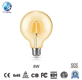 LED Filament Bulb G80 8W E27 B22 960lm Equal 100W Amber with Ce RoHS EMC LVD