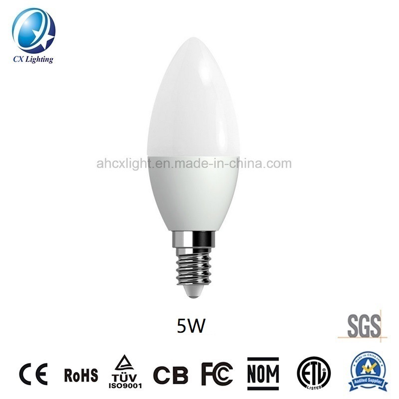 LED Candle Bulb C37 E14 5W 500lm 220-240V with Ce RoHS