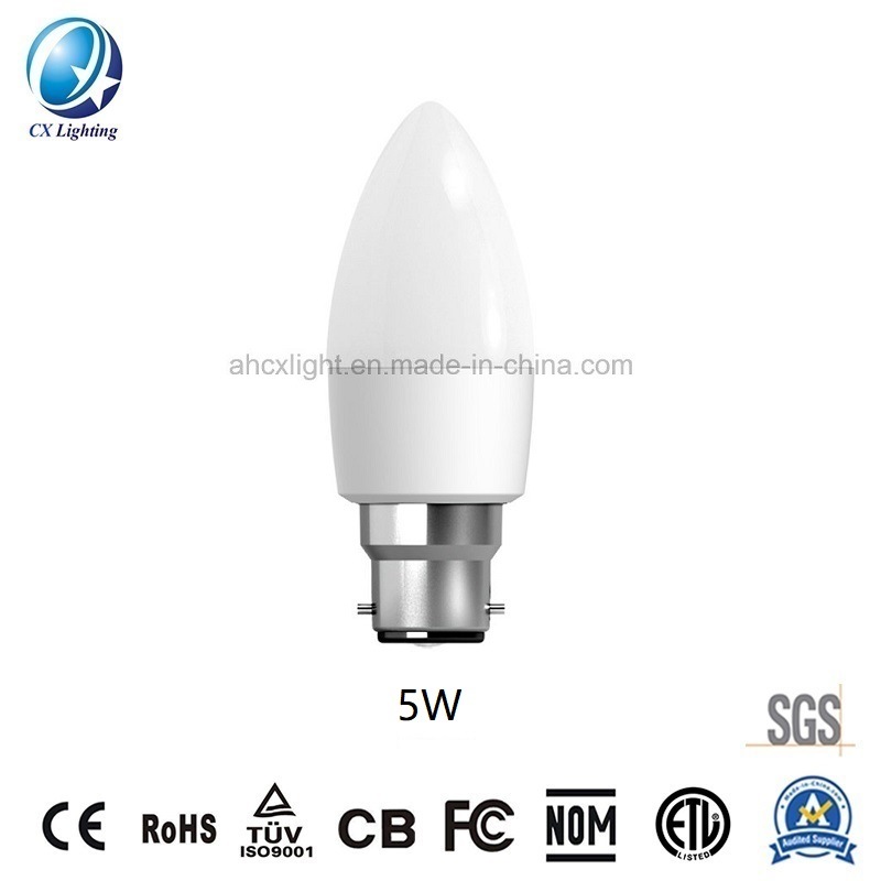 LED Candle Bulb B22 Base 5W 500lm with Ce and RoHS