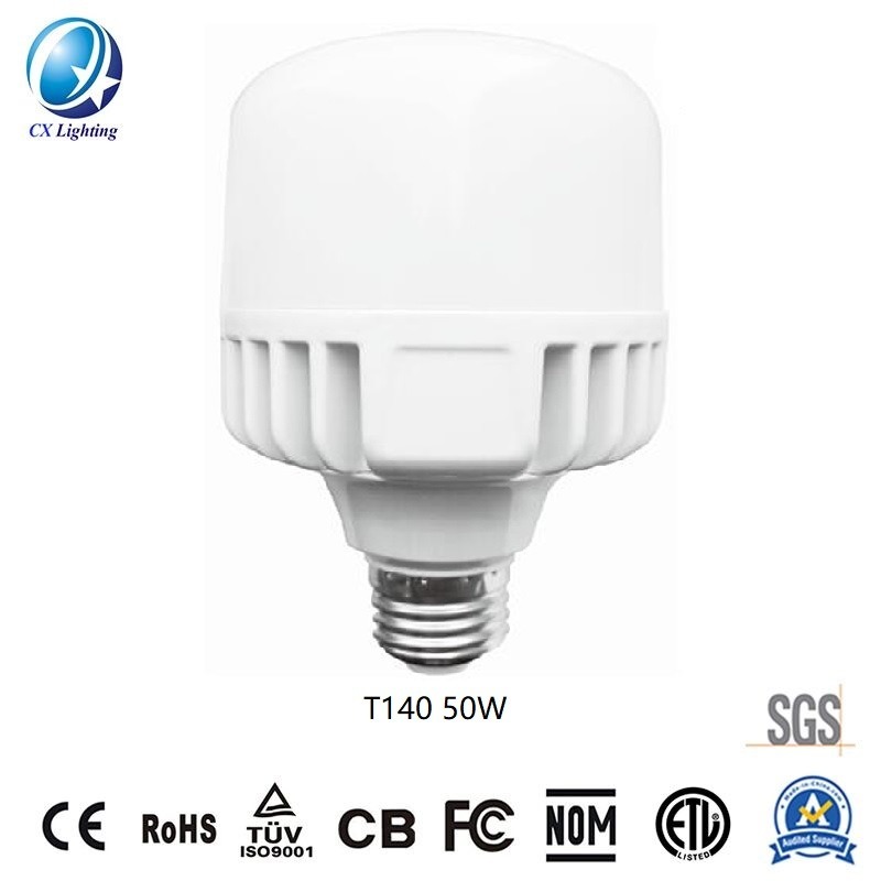 Die-Casting Aluminum T Shape LED Bulb T140 50W 4500lm Equivalent CFL 80W