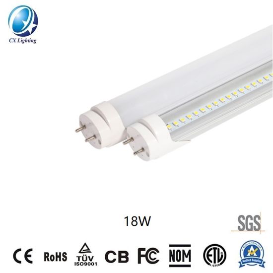 LED Tube T8 18W 1800lm 100lm W 170-240V Clear Glass Size: 24*1198mm with Ce RoHS