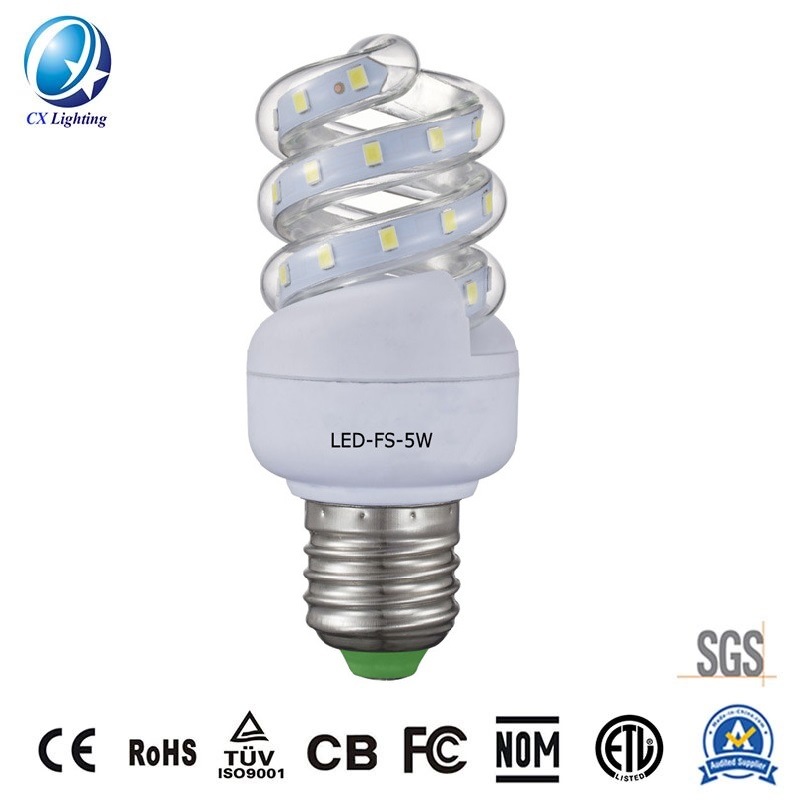 Full Spiral LED Lamp 5W 450lm 85-265V with Ce RoHS EMC LVD
