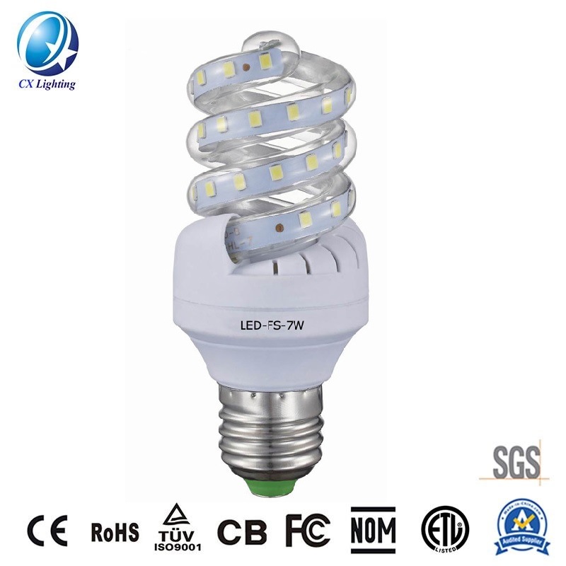 Full Spiral LED Lamp 7W 630lm 85-265V Ce RoHS EMC LVD Quality Standard Indoor Lighting