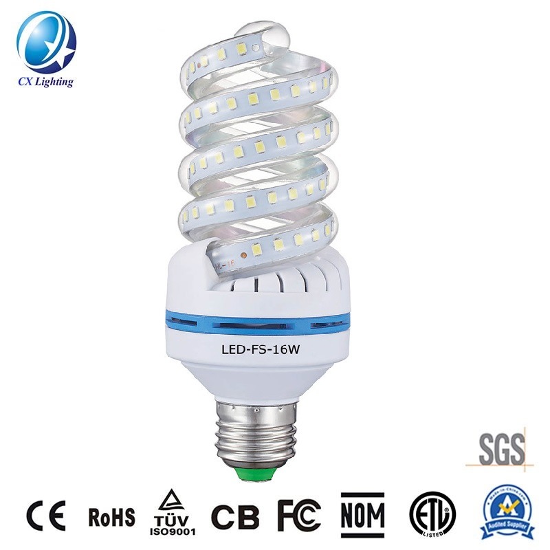 Full Spiral LED Lamp 16W 1440lm 85-265V Power Factor 0.5 Replacement for Spiral CFL