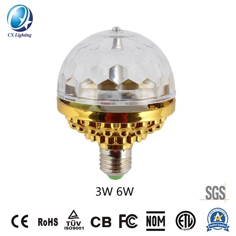 LED Stage Full Color Rotating Lamp 3gold Beads 3W 6W 85-265V 19.5X49.5X22cm