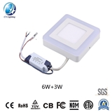 LED Double Color Panellight Square Surface 6W+3W 420lm L145xw145mm Ce RoHS