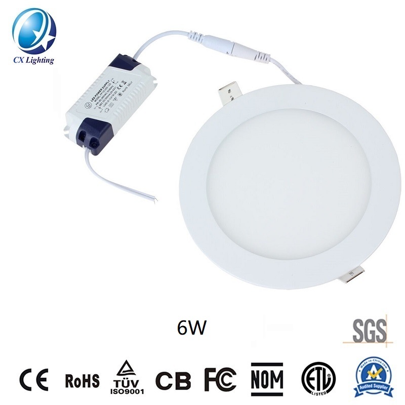 LED Round Recessed Panellight 6W 420lm 120mm Ce RoHS