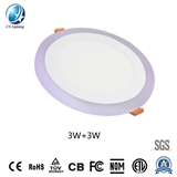 3W+3W LED Double Color Panellight Round Recessed 210lm 105mm Ce RoHS