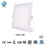 LED Double Color Panellight Square Recessed 18W+6W 1260lm L245mmxw245 Ce RoHS