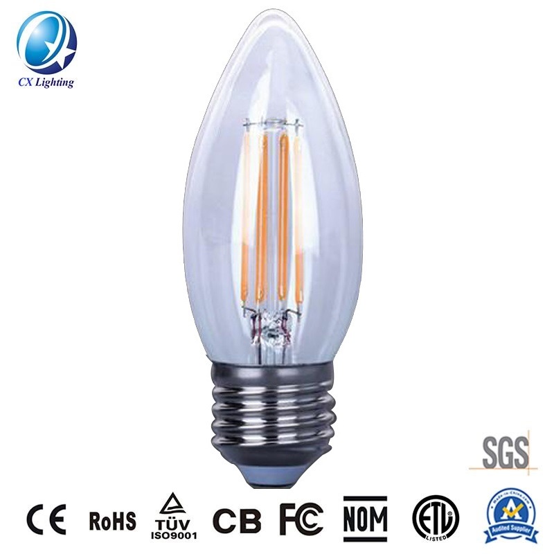 C37 LED Filament Bulb E27 4W Frosted Color 220-240V 460lm