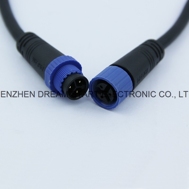 IP68 black color 2pole 3pole nylon screw connector