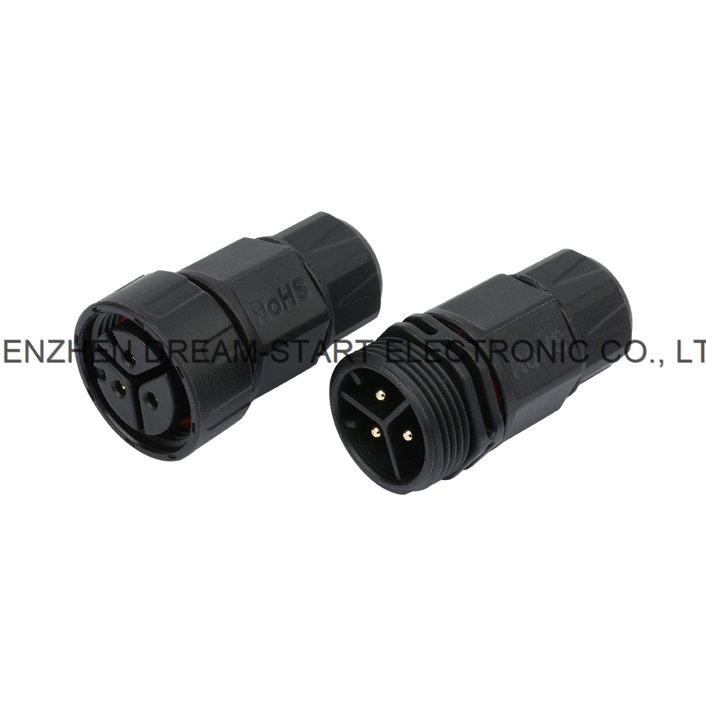 black color ip67 2 pin waterproof connector