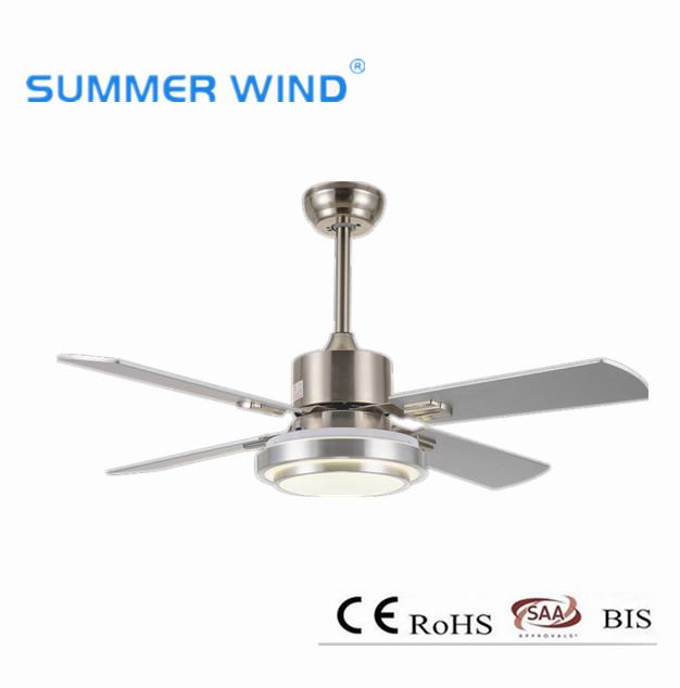 Hot selling silver modern ceiling fan light with iron 5 baldes