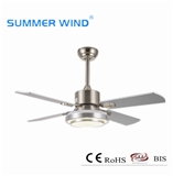 Hot selling silver modern ceiling fan light with iron 5 baldes