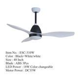 Beautiful ceiling fan light ABS 3Pcs with black and white DC35W