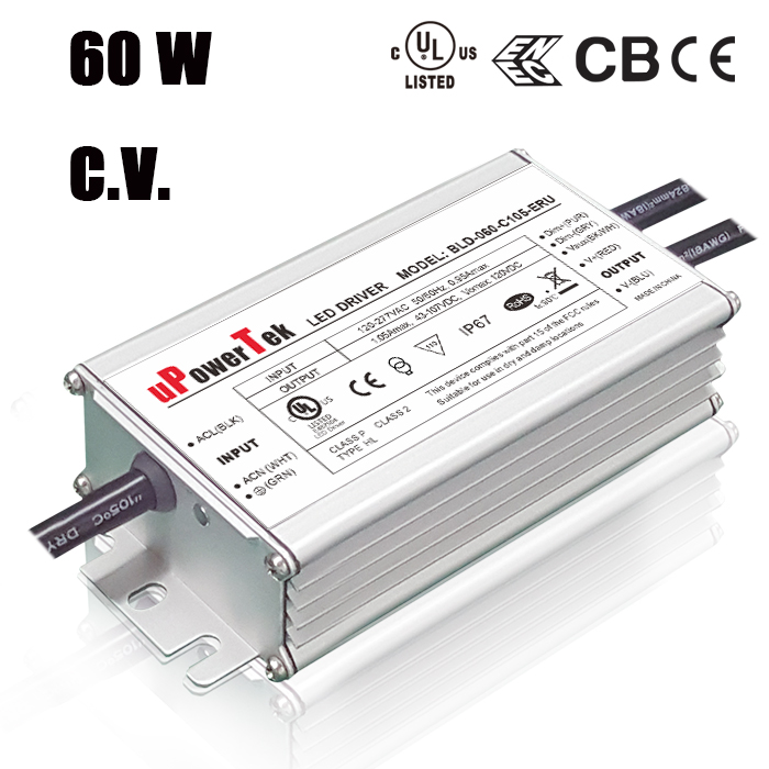 IP67 Waterproof PWM Dimmable 60W 12V 24V 48V LED Driver with 10k Hour Lifetime