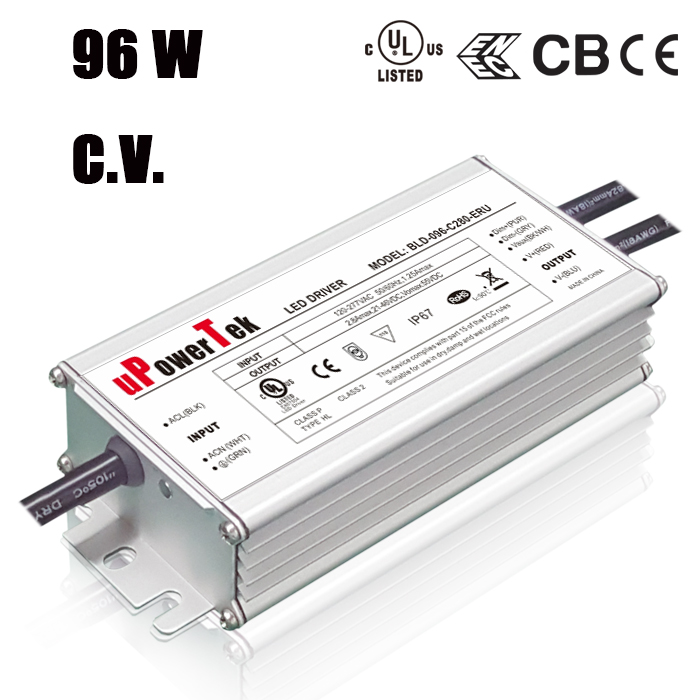 IP67 Waterproof Constant Voltage 96W 12V 24V 36V 48V LED Driver with Great Surge Immunity 10kV