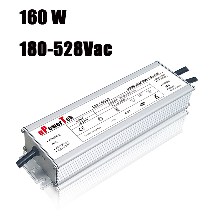 0-10V Dimmable IP67 Waterproof 160W LED Driver with 12V 300mA Auxiliary Power