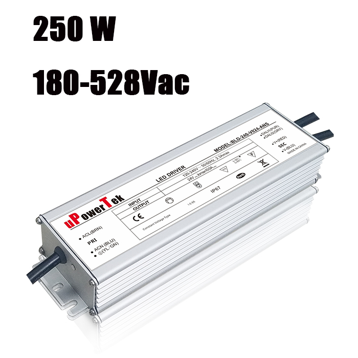 10k Hour Lifetime IP67 Waterproof 240W LED Driver with Input Over Voltage Protection