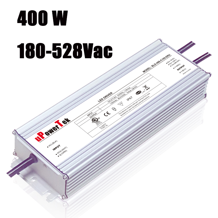 180-528Vac Input NFC Programmable 400W LED Driver with 7 Year Warranty