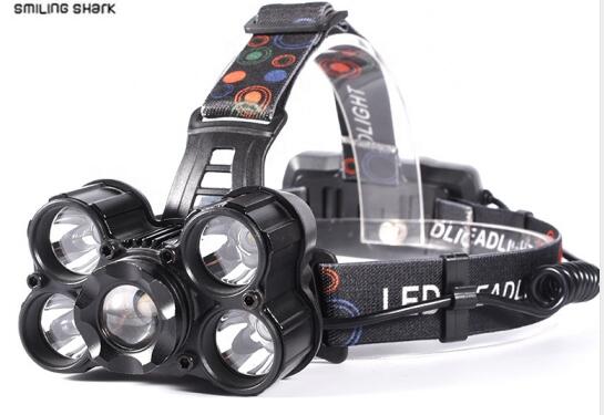Smilingshark 5 LED T6 highlight headlamp Stretch zoomable headlamp Aluminum alloy USB rechargeable L