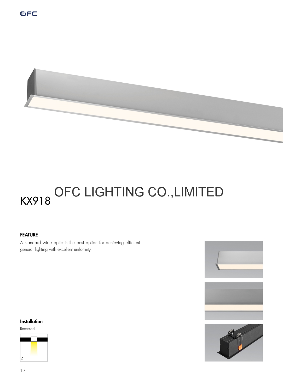 OFC KX918 indoor use 4000k 30w aluminum LED Recessed light